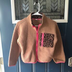 Old Navy Brown Fleece with Leopard Print